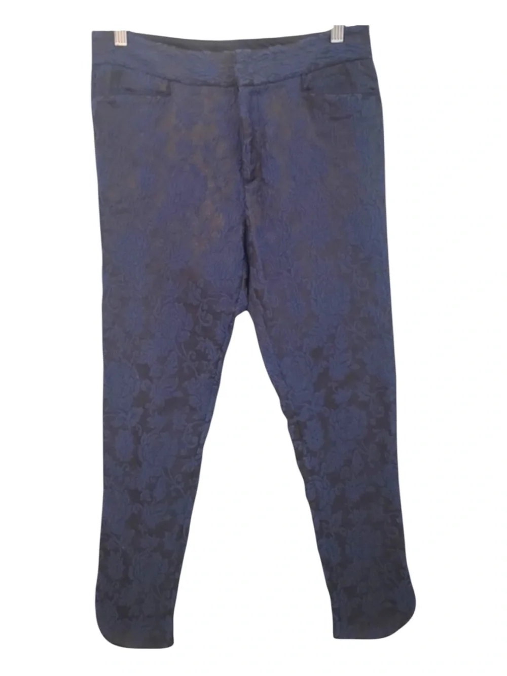 SOFT SURROUNDINGS Baroque/Textured Jacquard Ankle Pants in Navy/Black Size 8 - Picture 3 of 9